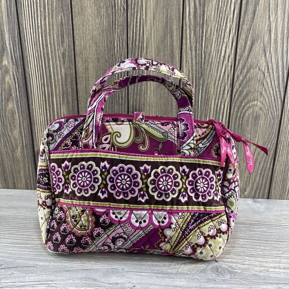 VERA BRADLEY Pink Floral Cotton Quilted Medium Bag Handbag Purse - Makeup - Picture 4 of 16